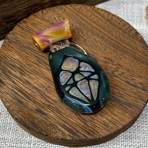 Pretty glass pendant about 2”